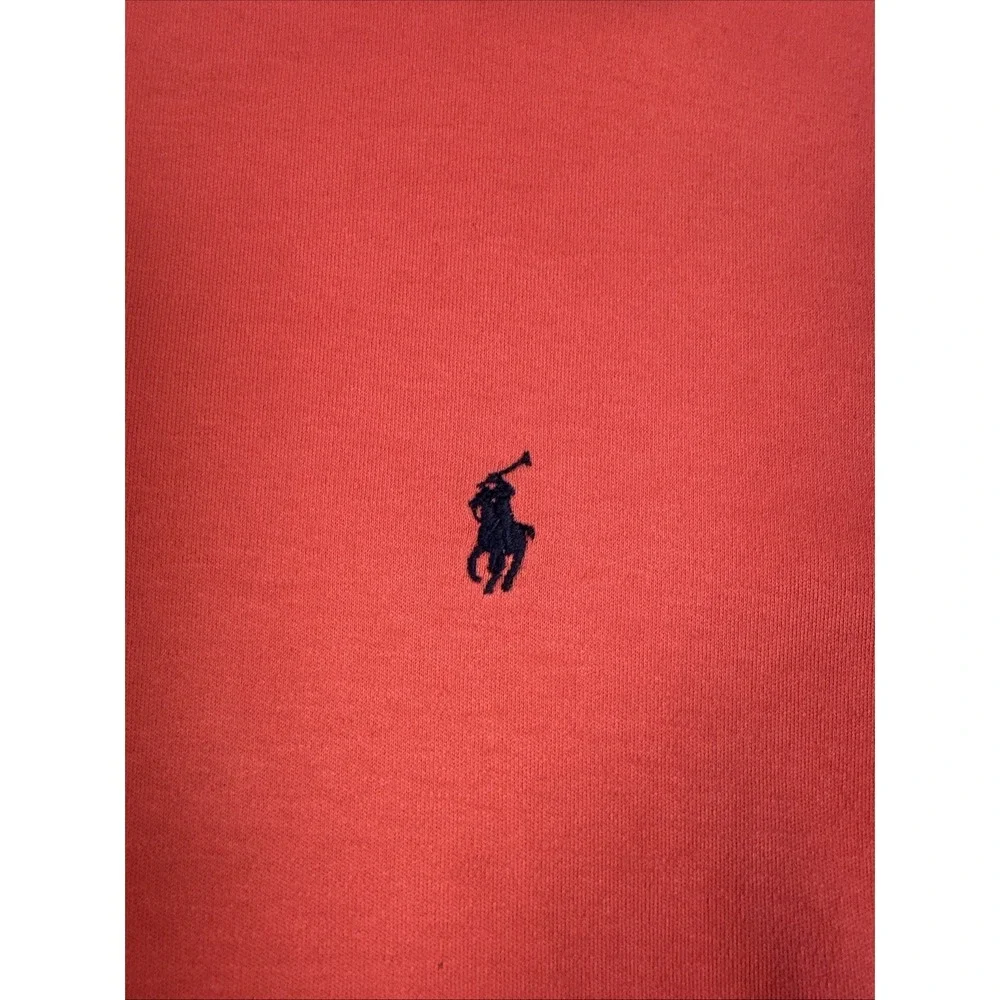 Polo Ralph Lauren Men's M Polo Shirt Coral Pink Navy Pony‎ Short Sleeve Collared